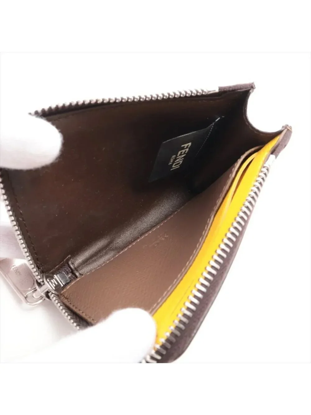 Fendi Zucca Roma Leather Coin Purse Compact